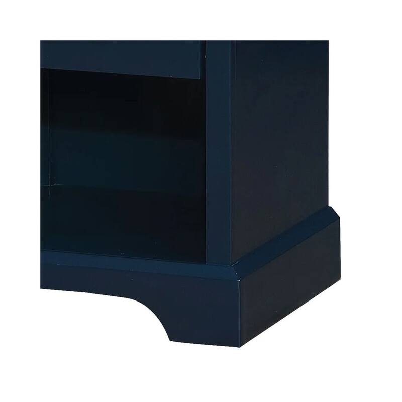 Wooden Nightstand with Bottom Shelf - Blue