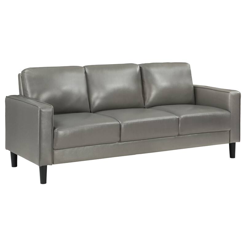 Ruth Modern Leatherette Upholstered Track Arm Sofa - Grey