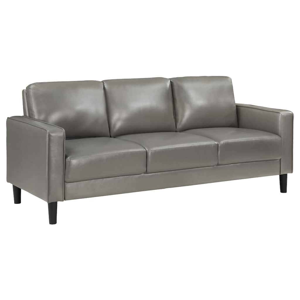 Ruth Modern Leatherette Upholstered Track Arm Sofa