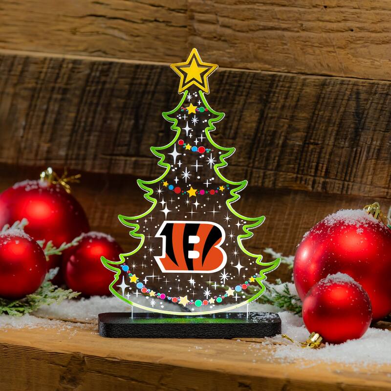 10" LED Tabletop Christmas Tree Desklite Sign, Cincinnati Bengals