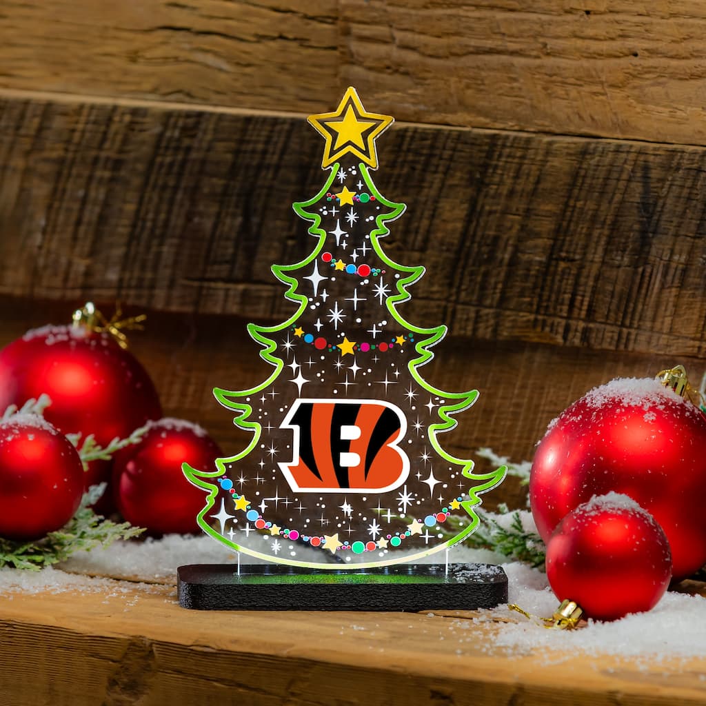 10" LED Tabletop Christmas Tree Desklite Sign, Cincinnati Bengals