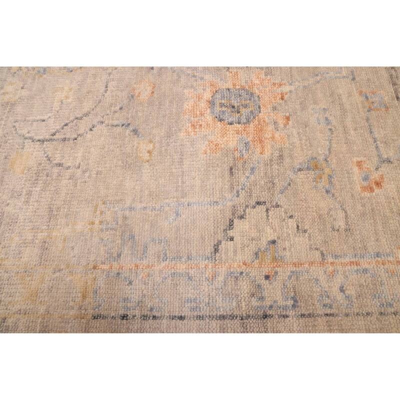 ECARPETGALLERY Hand-knotted Modern Oushak Light Grey Wool Rug - 9'7 x 13'3