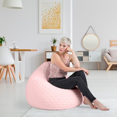 Gouchee Home Faux Fur Large Fluffy Hearts Bean Bag