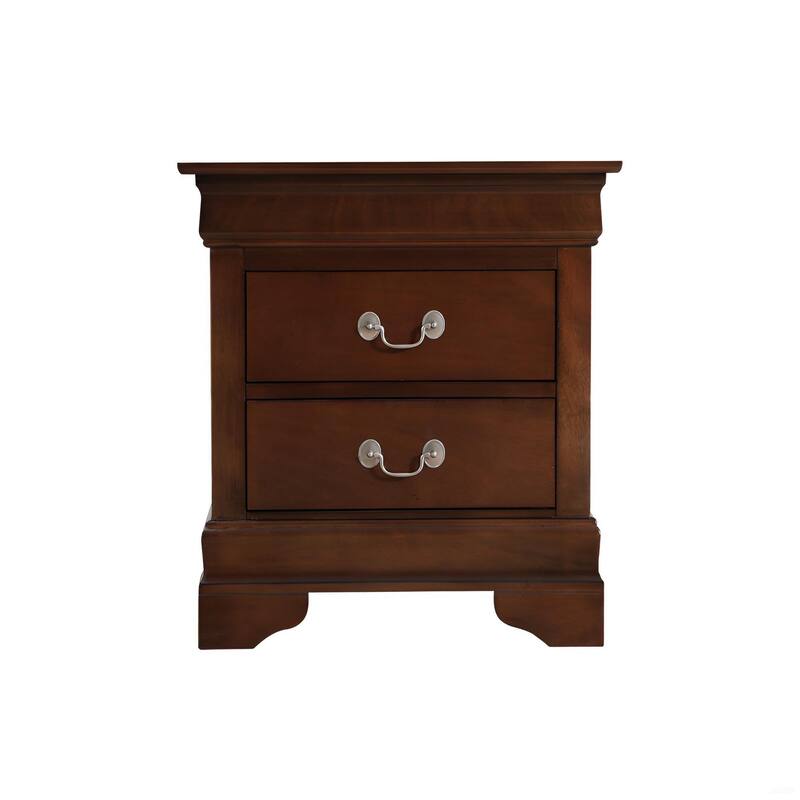 Traditional Nightstand with Carved Bases and Curved Mouldings