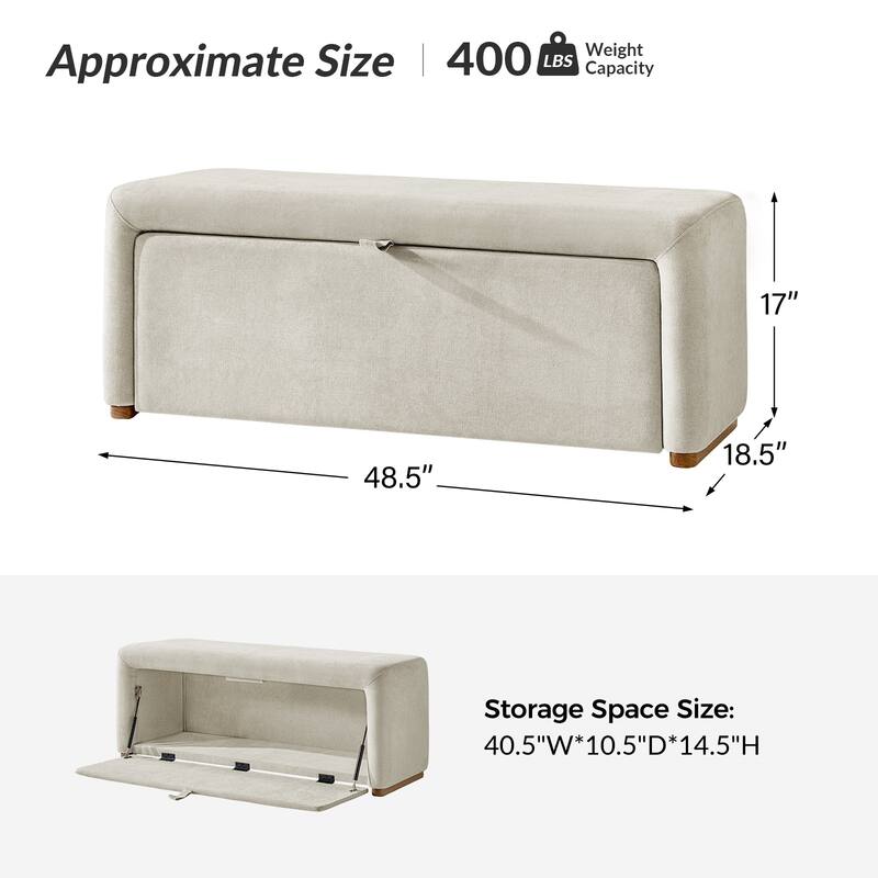 Gustavo Contemporary Storage Bench with Solid Wood Legs by HULALA HOME