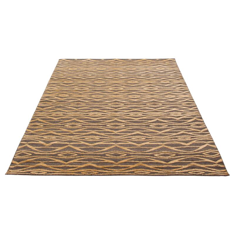 ECARPETGALLERY Hand-knotted Tangier Dark Grey Silk, Wool Rug - 7'11 x 10'2