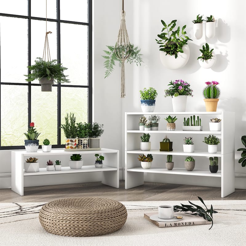 3-Piece Multipurpose MDF Stackable Storage Shoe Rack with 2-Tier Shelves for Hallway or Living Room - 31"x 12"x36" (L x W x H)
