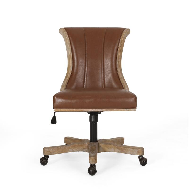 Coulee Upholstered Roll Back Swivel Office Chair by Christopher Knight Home - 24.75" L x 27.75" W x 35.50-40.00" H