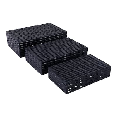 Resin Wood Storage Boxes Textured Design (Set of 3) - 3/4" Blue - 12" x 8" x 4"