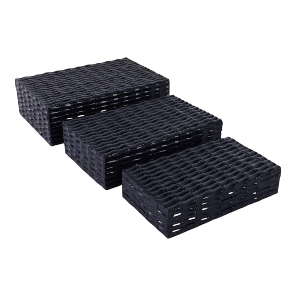 Resin Wood Storage Boxes Textured Design (Set of 3) - 3/4" Blue - 12" x 8" x 4"