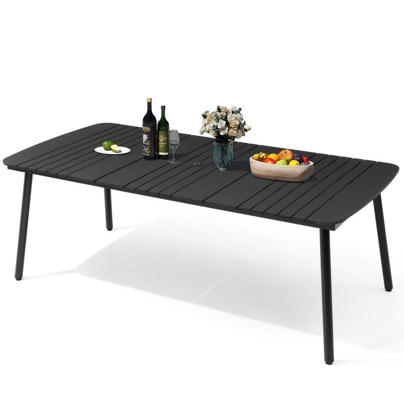 Outdoor Patio Dining Table Rectangular Aluminum Outdoor Table for 6/8/10 Person