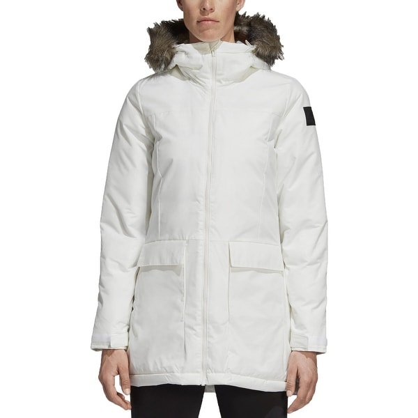 Adidas Womens Parka Coat Winter Quilted - White - M. Opens flyout.