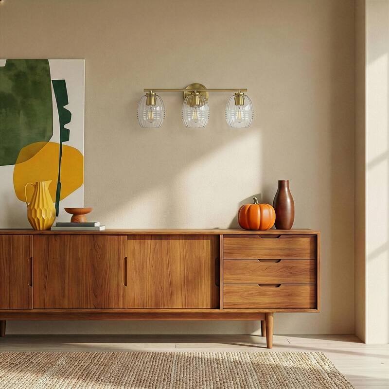 Lunix Three-Light Bathroom Vanity Fixture with Clear Glass Shades