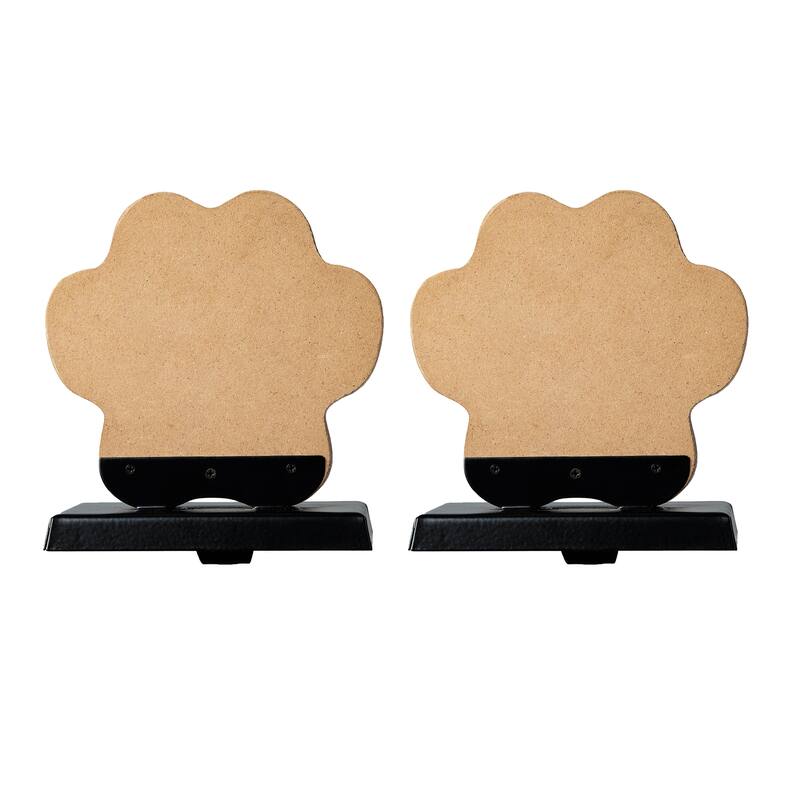 Glitzhome Christmas Wooden/Metal LED Snowman Paw Stocking Holders Mantel Ornament