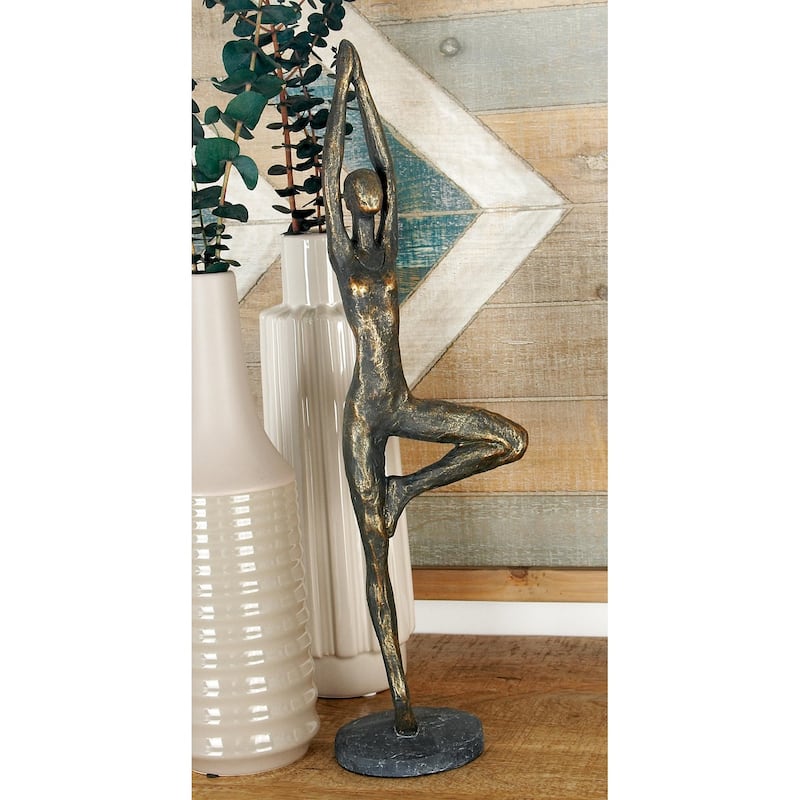 Polystone Yoga Decorative Sculpture - Brass - Roche River Decor