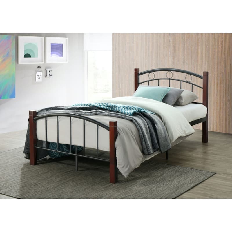 79" Black and Mahogany Brown Platform Bed - Twin Size
