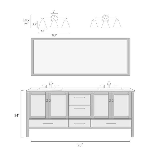 Modern Black Industrial 3light Bathroom Vanity Lights Brass Dimmable