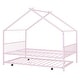 preview thumbnail 15 of 13, Metal Full Size House Bed with Twin Size Trundle