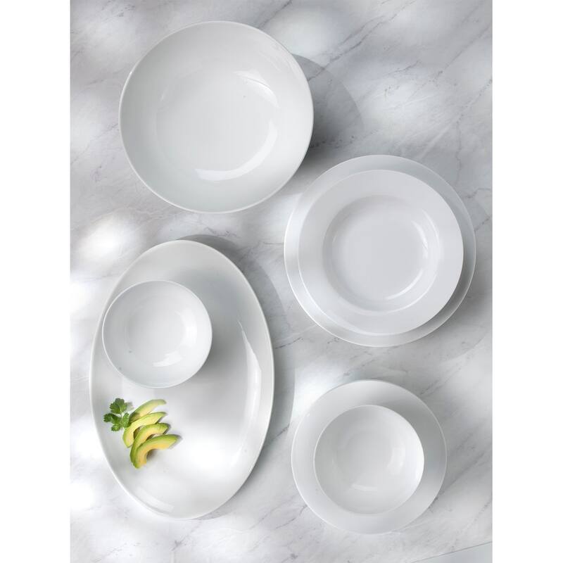 Euro Ceramica White Essential 16 Piece Classic Rim Dinnerware Set