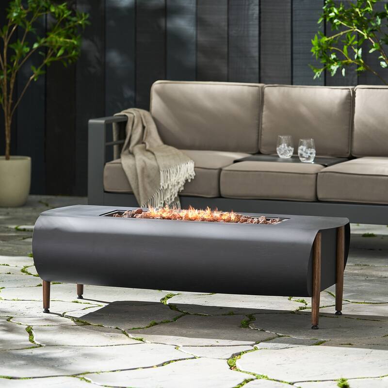50 in. W x 25.5 in. D x 15.25 in. H Rectangle Propane Burning Outdoor Fire Pit in Dark Gray