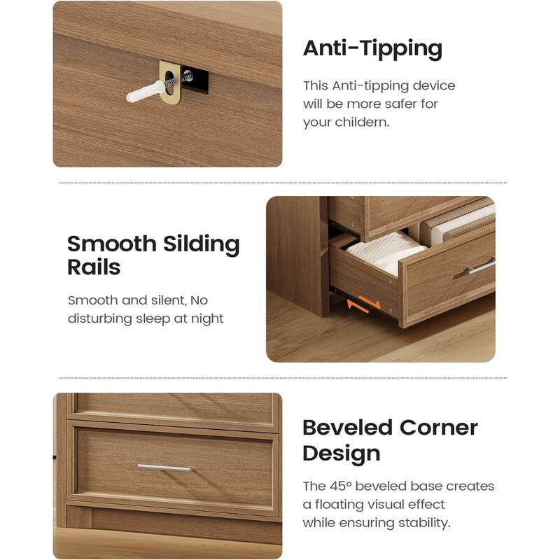 Dresser for Bedroom with Drawers Mid-Century Modern Dresser 3 Color Lights