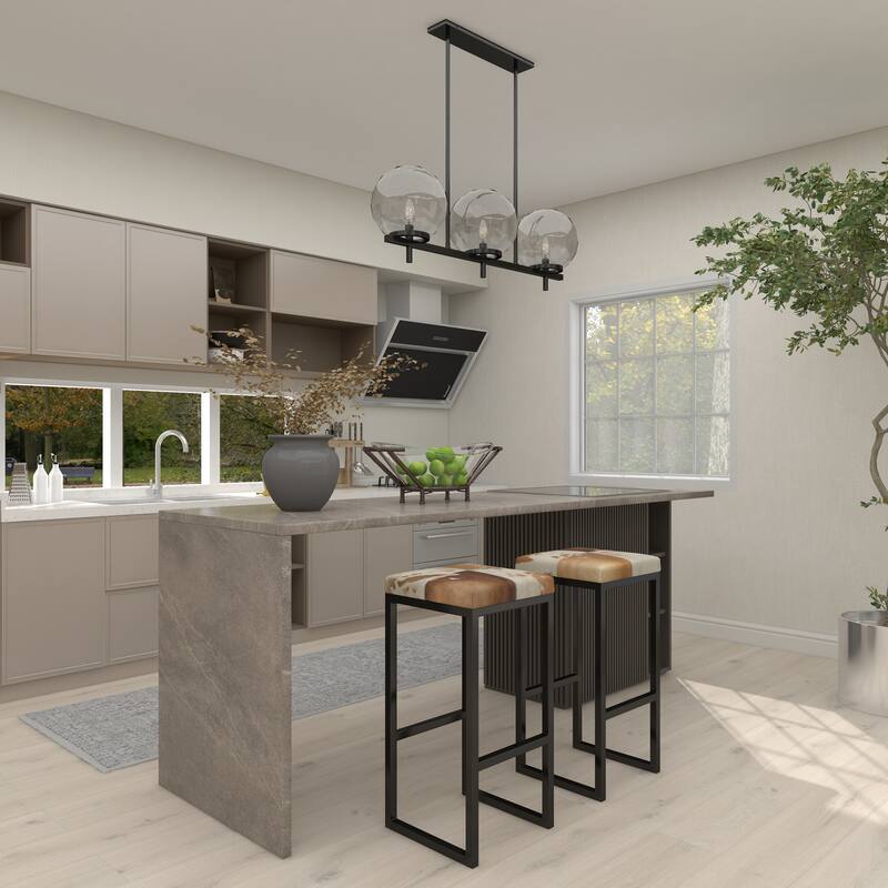 Tempered Glass Kitchen Serving Bowl with Brown Metal Base - Clear - Roche River Decor