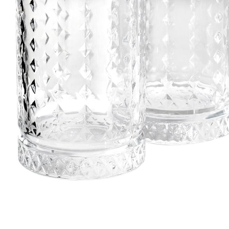 4 Piece 16 Ounce Teardrop Embossed Glass Tumbler Set