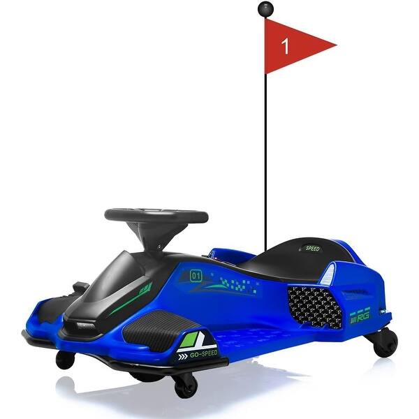 slide 2 of 4, 12V Kids Ride on Drift Car for Kids,Electric Drifting Go-Kart with Variable Speed,Music,Colorful LED Light Blue