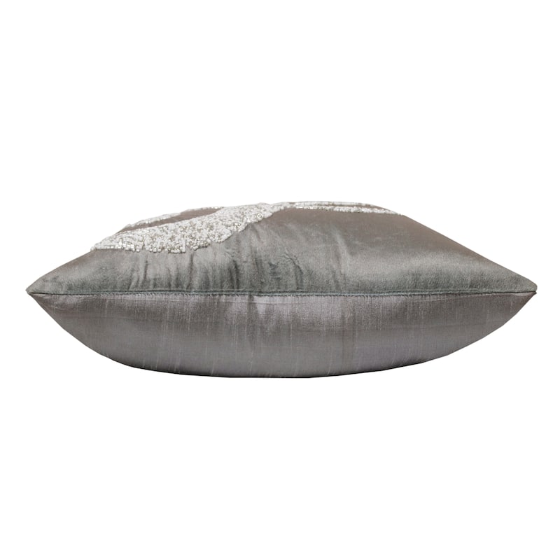 Sevita Handmade Gray/Silver Animal Print Polyester Throw Pillow, 20" x 20"