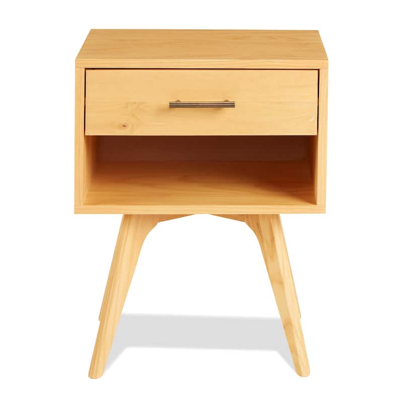 Mid Century Modern One Drawer Nightstand - White Finish