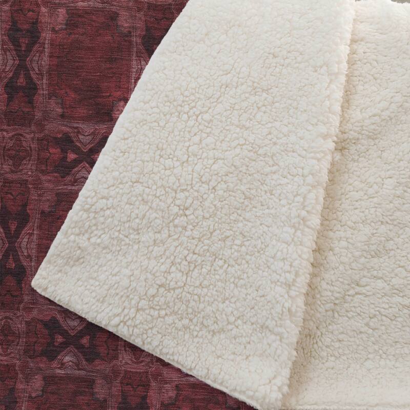 Premium Machine Washable Boho Moroccan Sherpa Throw Blanket