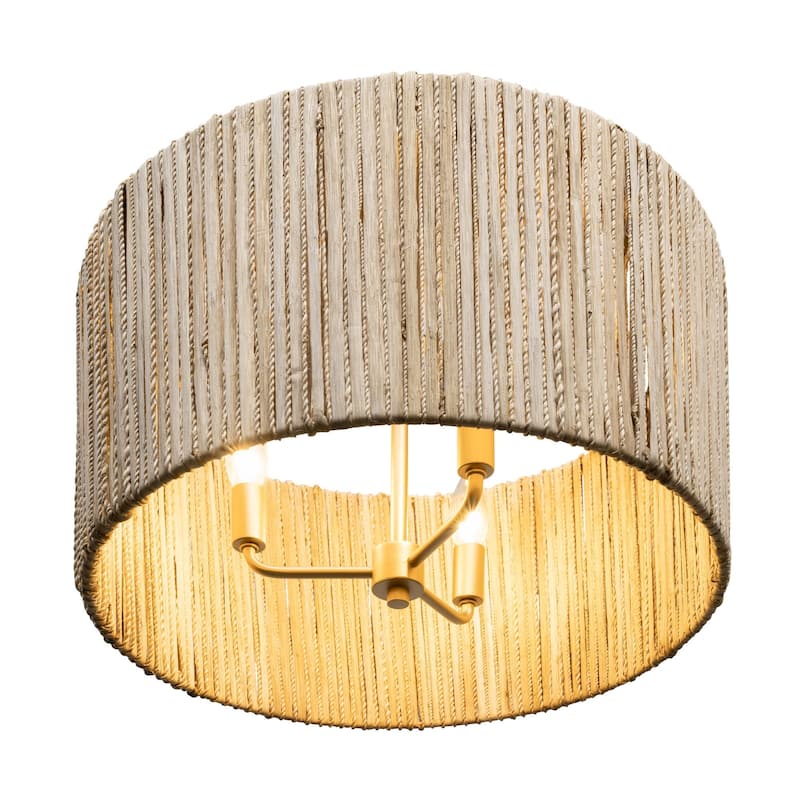 Jacob's Ladder 3-Light 18-Inch Rattan and Abaca Ceiling Light