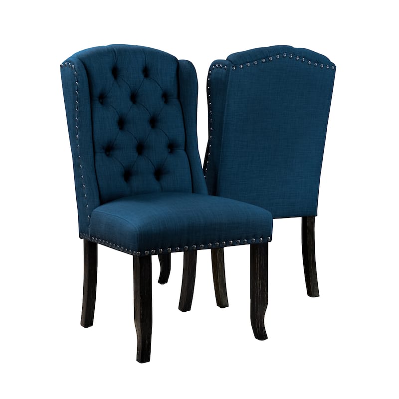 Tays Tufted Linen Wingback Dining Chairs (Set of 2) by Furniture of America