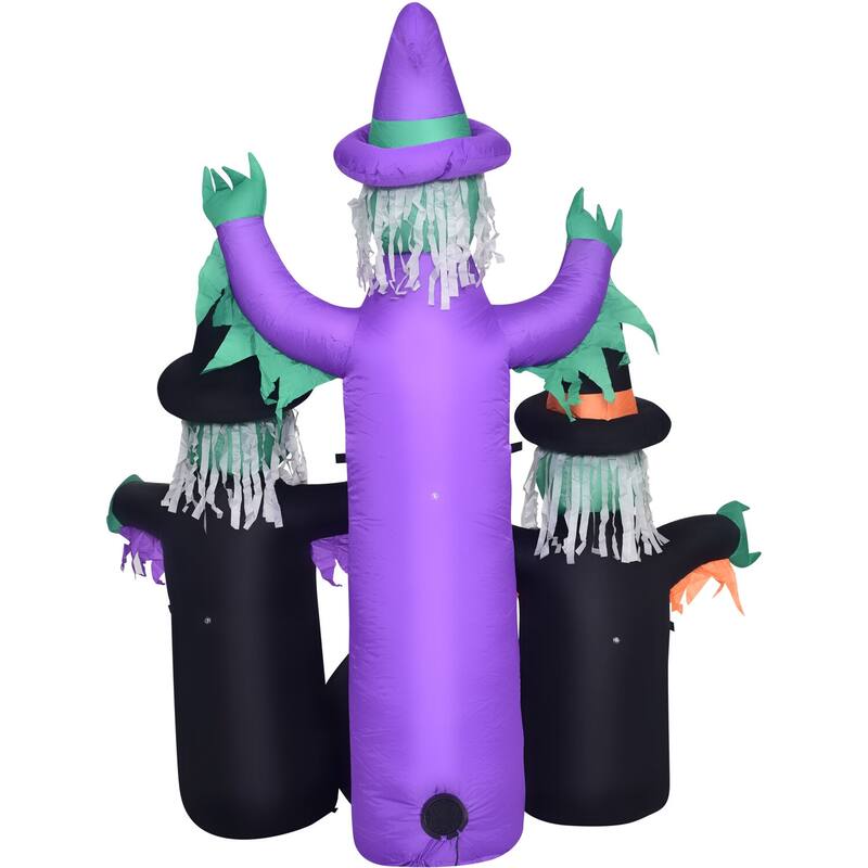 Haunted Hill Farm 6-Ft. Inflatable Pre-Lit Brewing Witch Trio with Cauldron