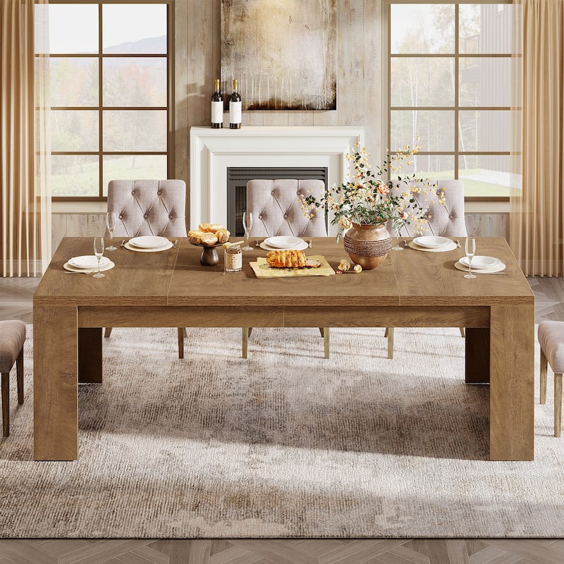 70.86-Inch Rectangular Dining Table for 6-8, Farmhouse Wooden Kitchen Table