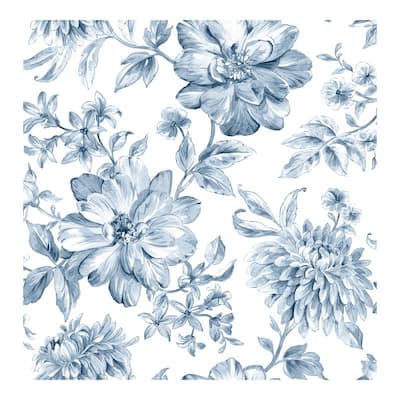 Gabriela Blue Floral Wallpaper - 20.5 x 396 x 0.025