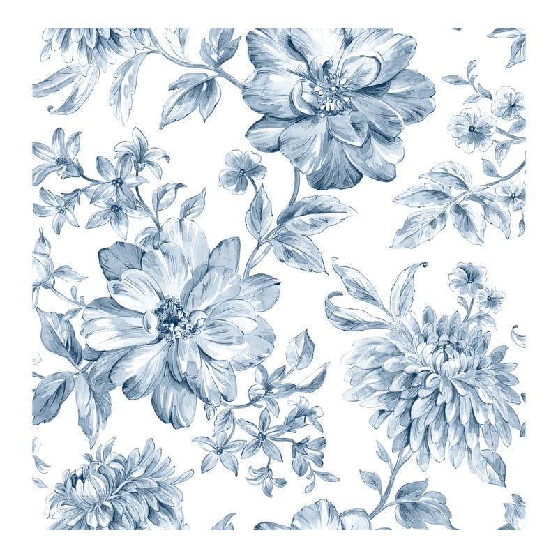 Brewster Brewster Gabriela Blue Floral Wallpaper - 20.5 x 396 x 0.025
