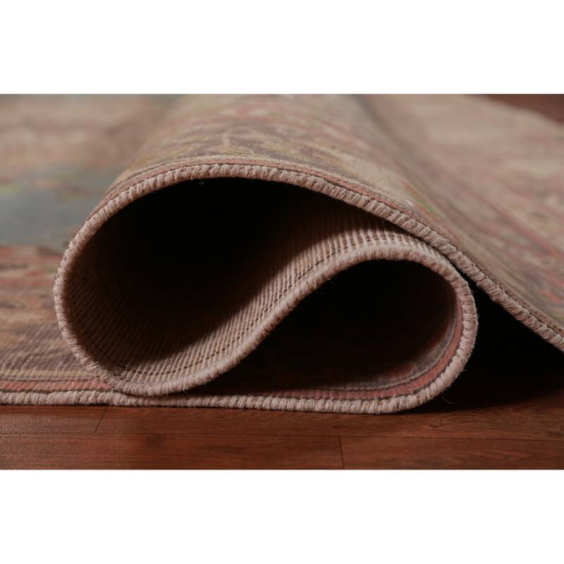 Light Blue Medallion Tabriz Persian Vintage Rug Handmade Wool Carpet - 9'2" x 12'5"