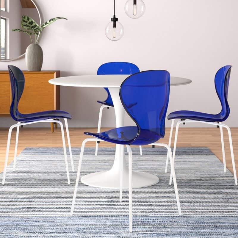 Stackable Plastic Dining Chair Set of 4 Transparent Modern Accent Side Chair for Indoor and Outdoor