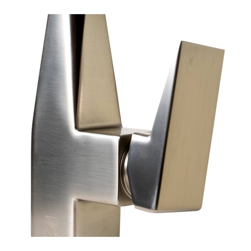 Brushed Nickel Square Kitchen Faucet with Black Rubber Stem