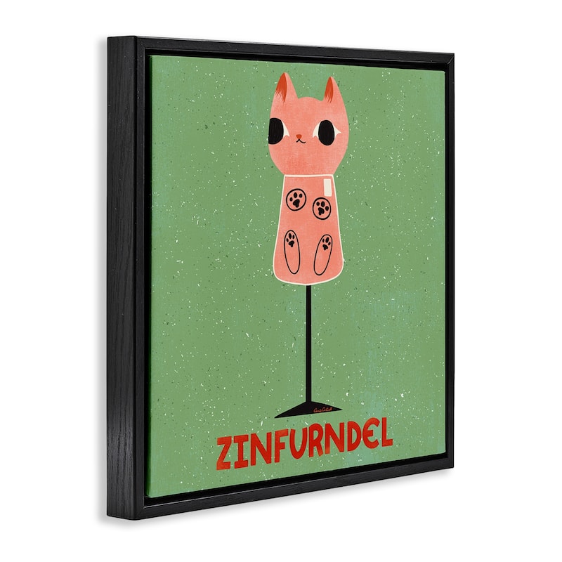 Stupell Zinfurndel Feline Wine Framed Floater Canvas Wall Art Design By Carrie Cantwell