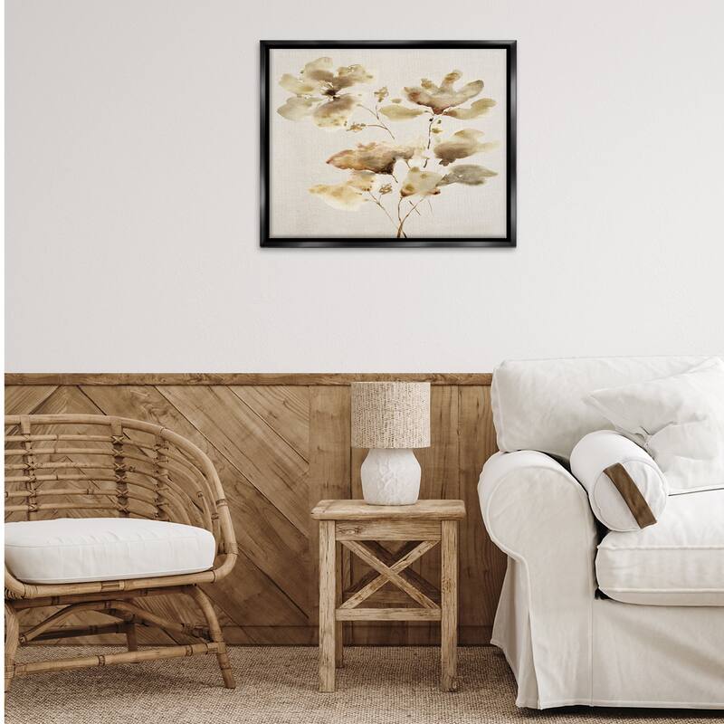 Stupell Neutral Dappled Flower Blossoms Framed Floater Canvas Wall Art Design By Krinlox