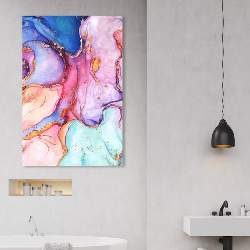 Wynwood Studio Abstract A fresh start Purple and Dark Yellow Modern & Contemporary Wall Art Canvas Print - 45 x 30