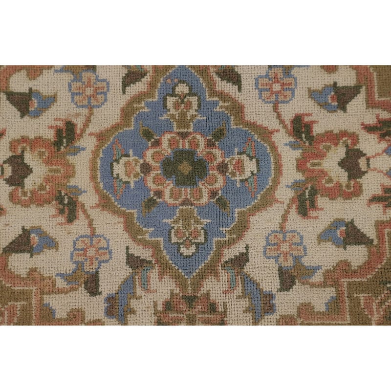 Traditional Mashad Persian Vintage Area Rug Hand-Knotted Wool Carpet - 9'7" x 13'5"