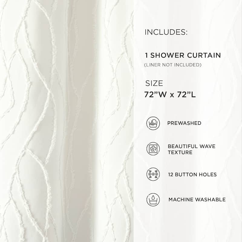 Lush Decor Jacquard Wave Shower Curtain Single 72x72