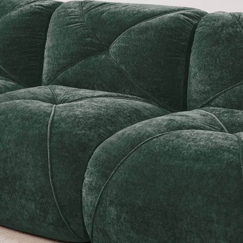 110.6" L-Shaped Velvet Sectional Boneless Sofa with Movable Ottoman