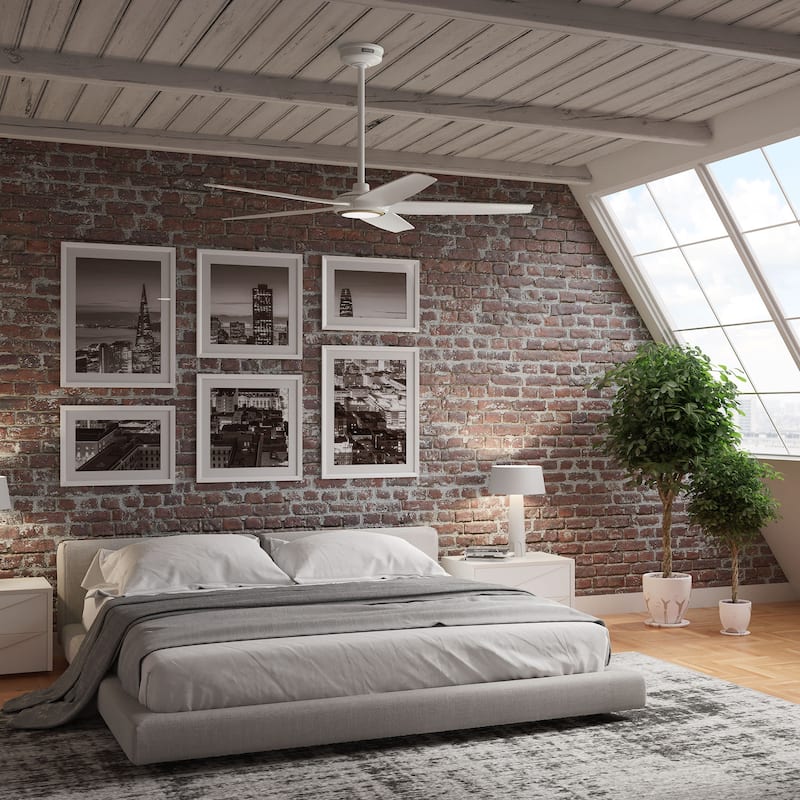 Hunter ZenTech Indoor / Outdoor 5-Blade Smart Ceiling Fan w/ LED Light and Handheld Remote.