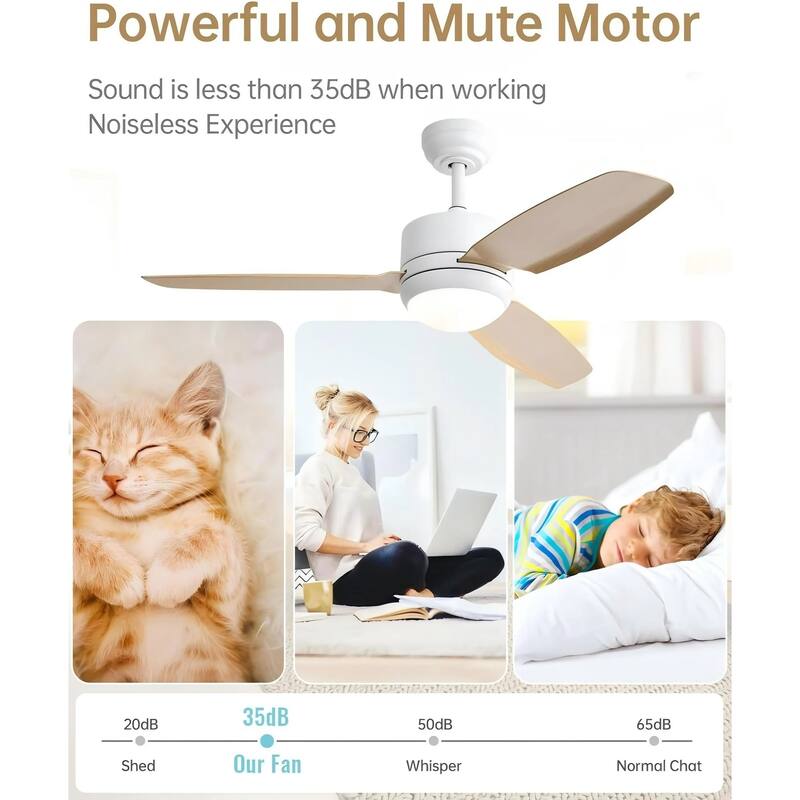 Sofucor 46''/47'' Strong Airflow High CFM Ceiling Fans with Lights and Remote Bedroom Noiseless ETL Fans