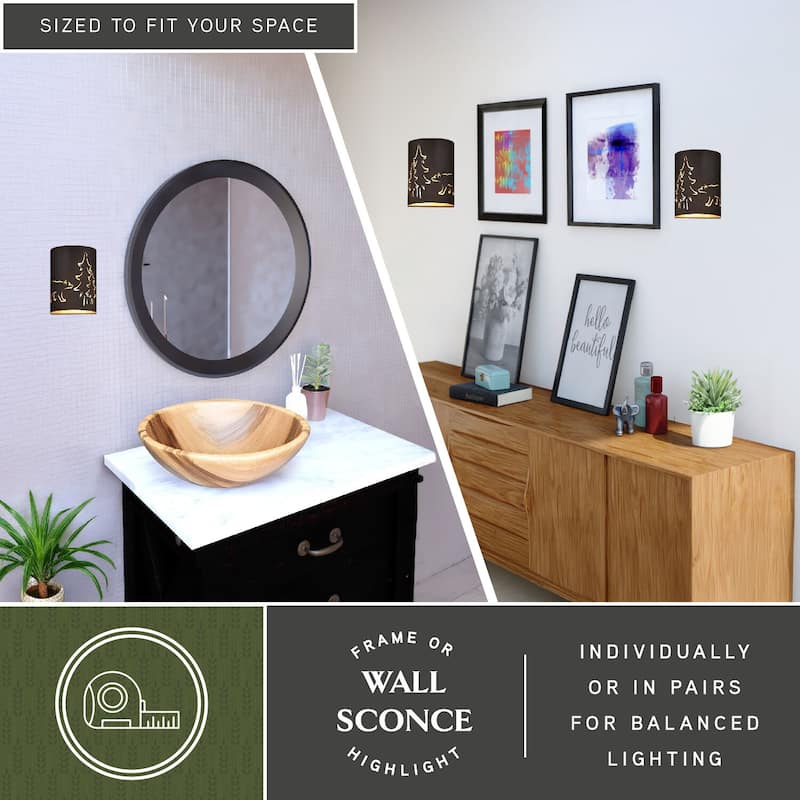 Wall Sconce - 2 Light Bronze Gold Tree Design - Antique Flush Mount Lighting - 11