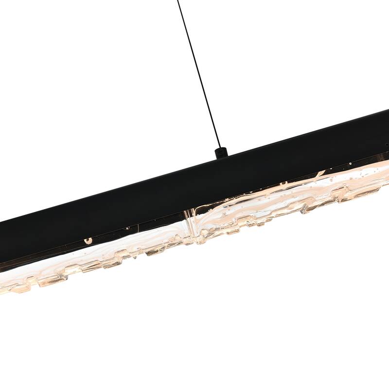 Valira Integrated LED 48in Black Chandelier with Handcrafted Glass